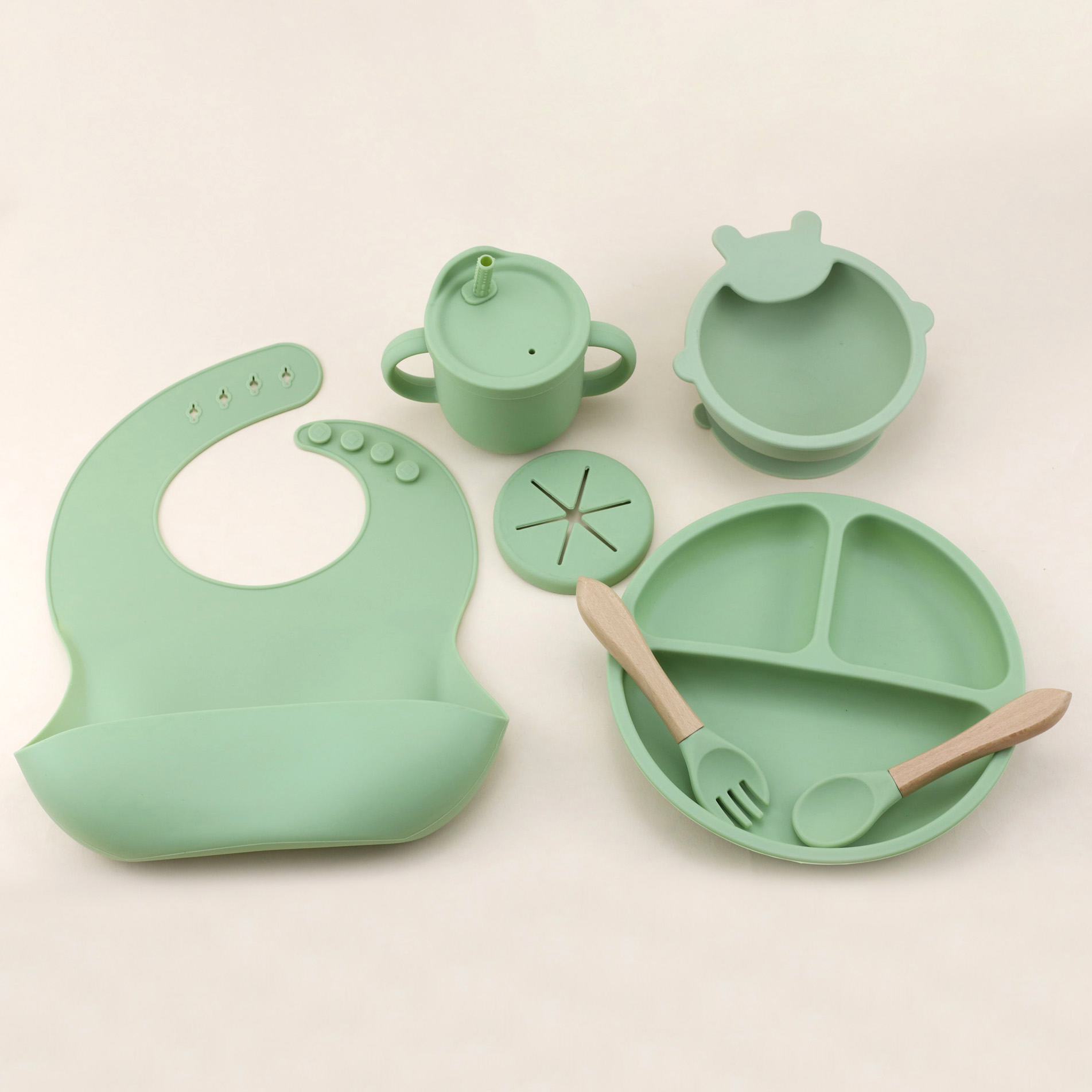 Silicone Suction Bowl - Conjunto de talheres de silicone 7