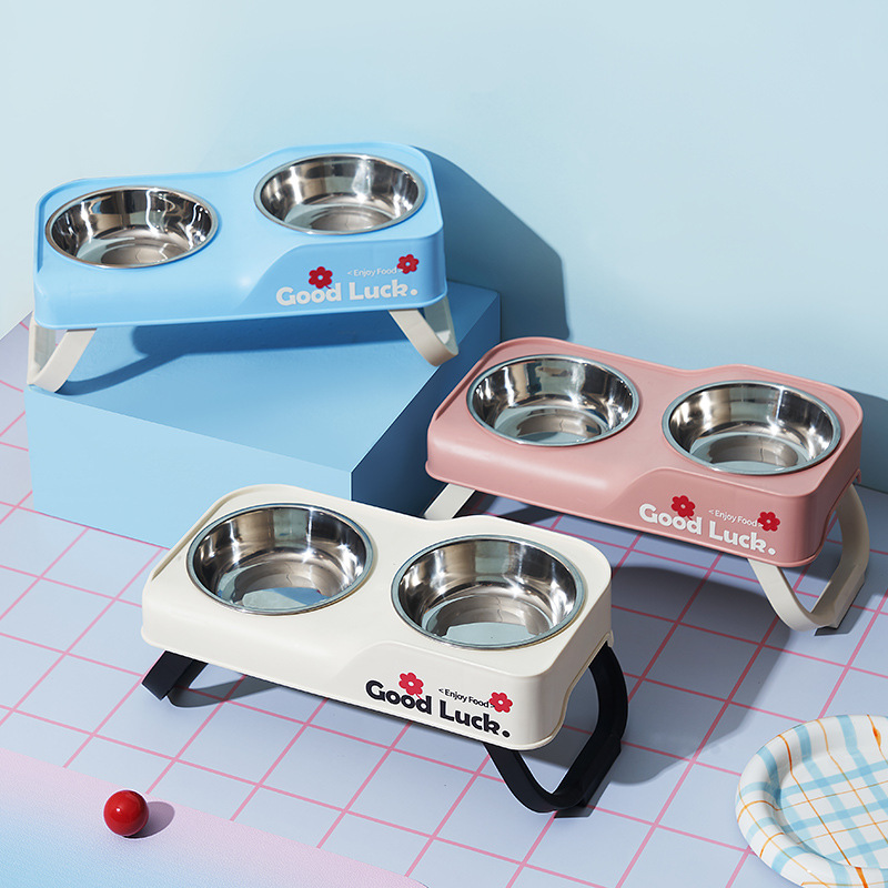 Baby Food Cat - Tigela Dupla Elevada de Aço Inoxidável