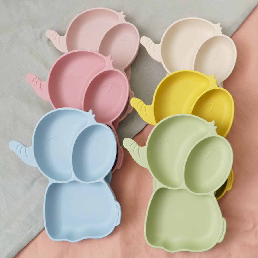 Silicone Suction Bowl - Pratos de silicone para bebês, placa